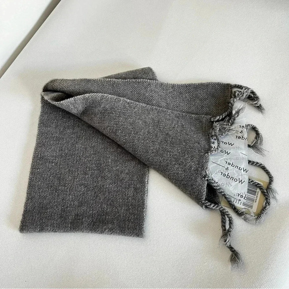 Wander & Wonder Fringed Scarf Kids Grey Gray  54" X 9" Stretchy Soft Comfy Unise - Picture 3 of 5